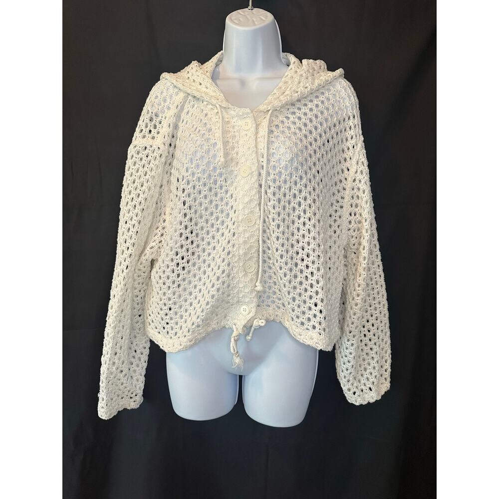 Westbound Beach Open Knit Crochet Hoodie Coverup Vintage